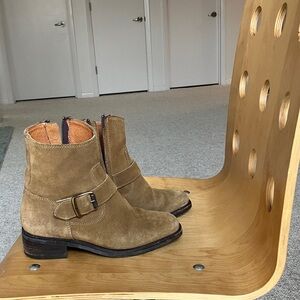 Frye caramel Suede buckled ankle boots